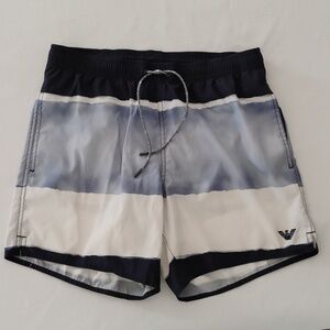 Emporio Armani Light Blue and Navy Colorblock Swim Shorts - EUC - US 38, EUR 48